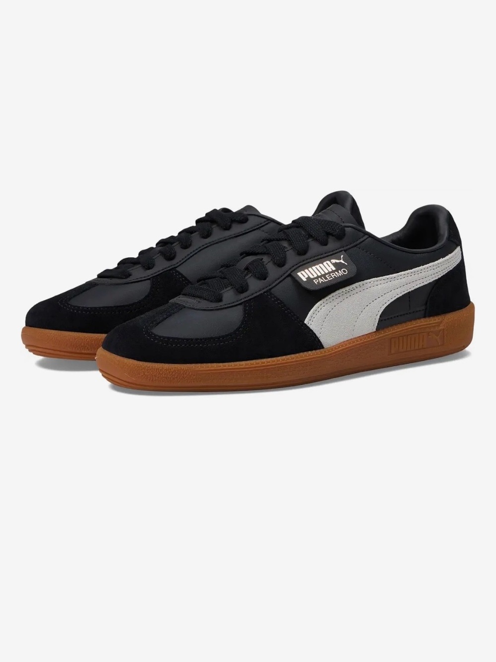 Puma Men's Palermo Black, White & Gum Low-Top Sneakers